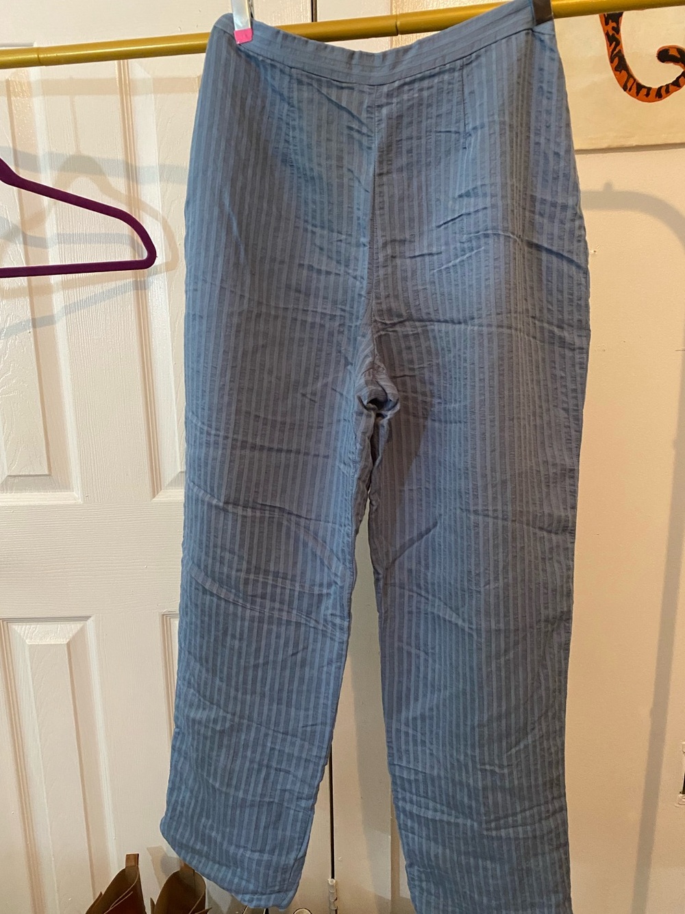 Adrianna Papell Pastel Blue Textured Open-Front Blazer And Pant Set - Picture 4 of 5